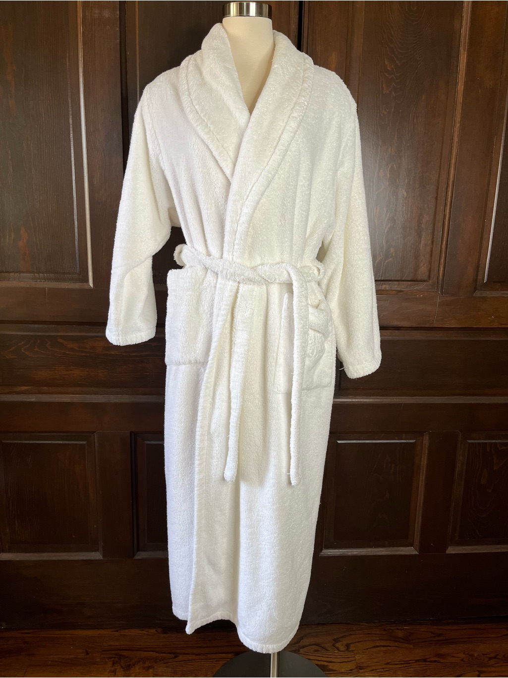 Yves Delorme White Spa Robe Unisex 100% Cotton Terrycloth Size M/L